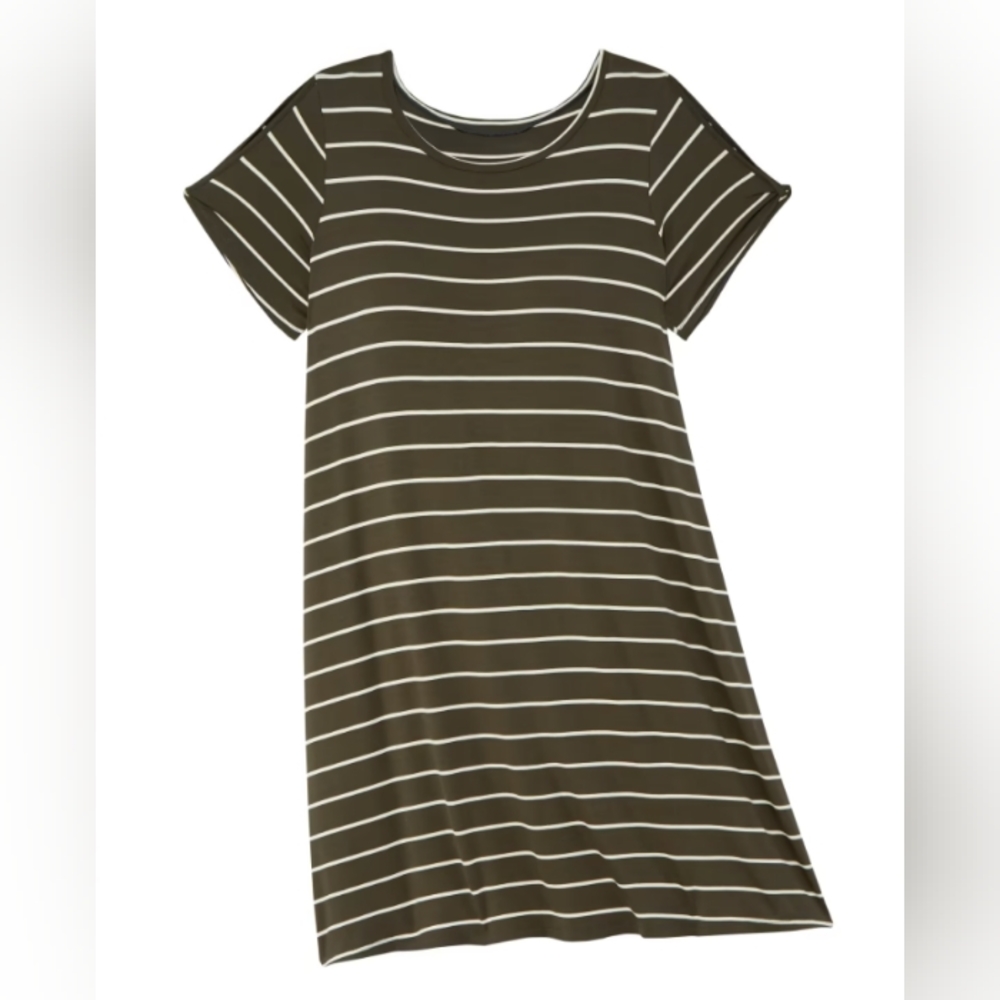 Meri Skye | Green & White Striped Midi Dress 3/4 Sleeve | 3X | NWT